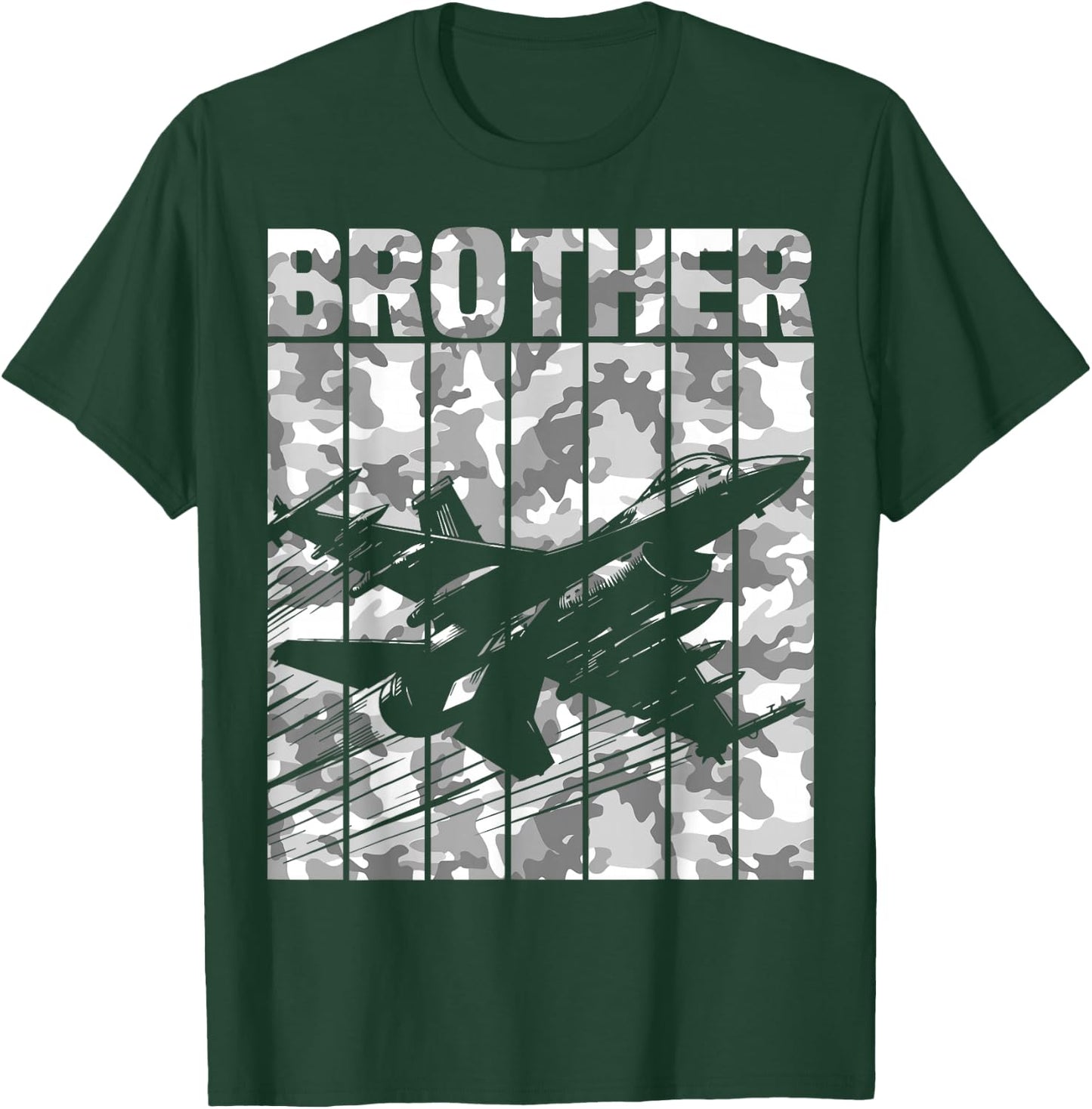 Brother Matching Family Camo Military Fighter Jet Birthday T-Shirt - T-Shirt | Forest