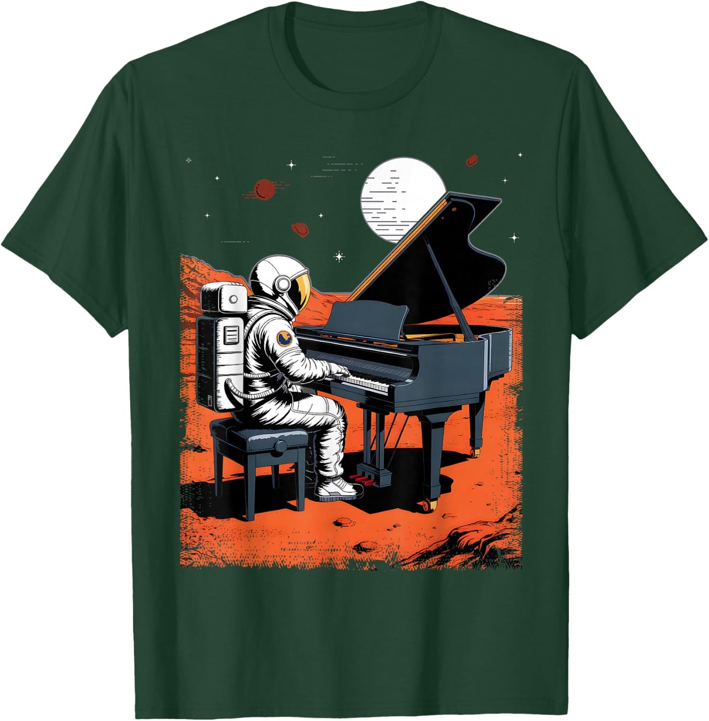 Astronaut in Space with Piano in Galaxies Musician T-Shirt - T-Shirt | Forest