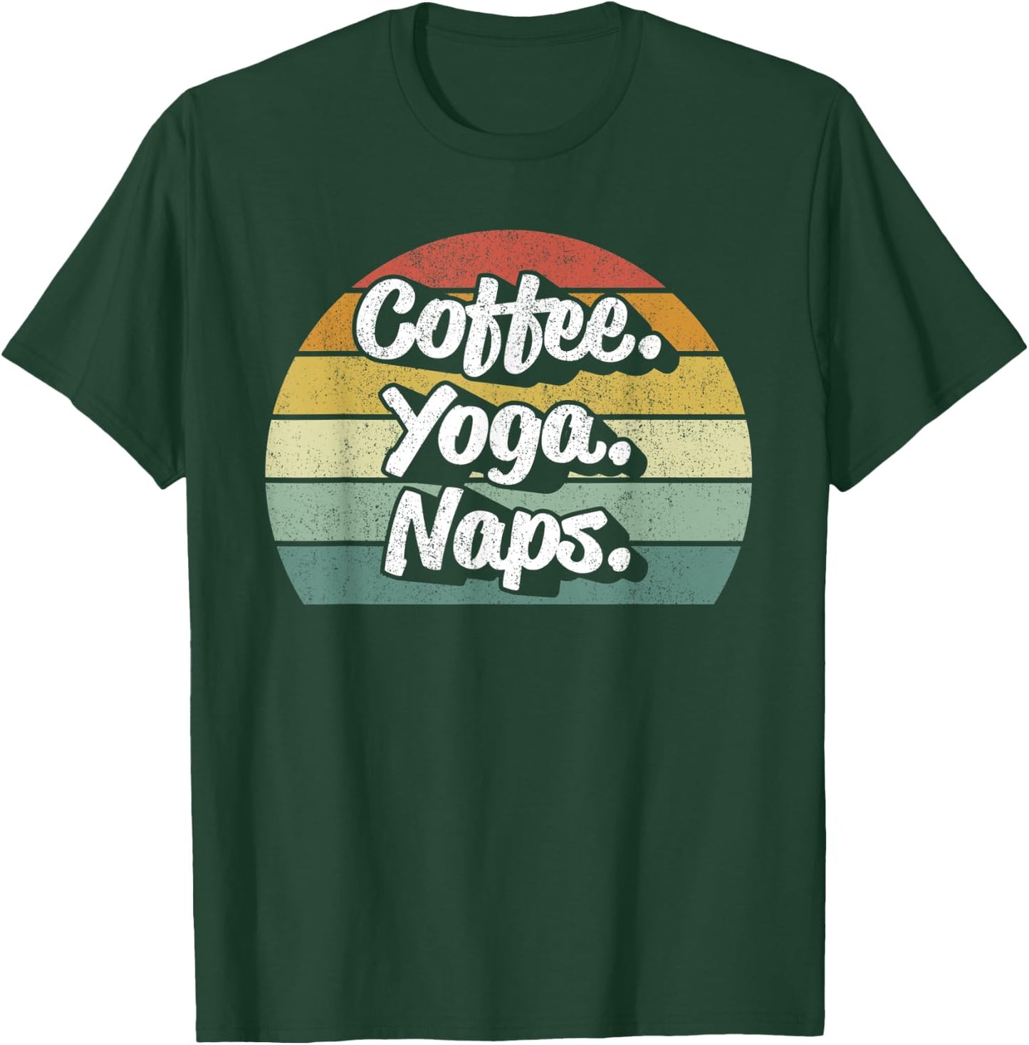 Vintage Retro Coffee Yoga Naps Workout Yogi Yogini Teacher Women Kids T-Shirt - T-Shirt | Forest