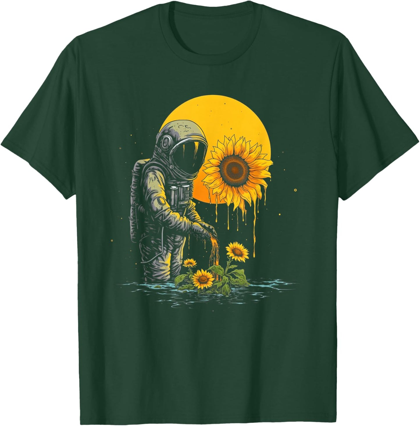 Cool Astronaut & Sunflowers | Surreal EDM Sci-Fi Space #2 T-Shirt - T-Shirt | Forest