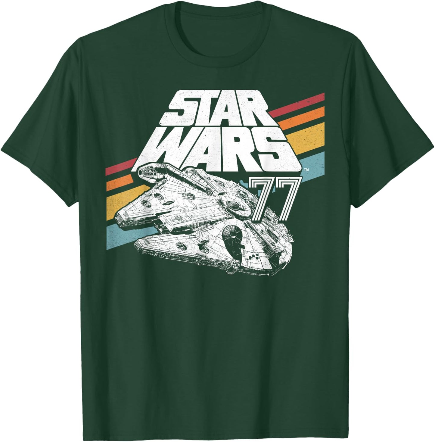 Star Wars Millennium Falcon Retro Rainbow Stripe T-Shirt - T-Shirt | Forest