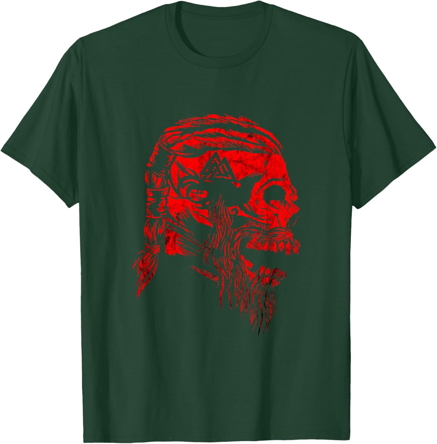 Viking Skull Odin Valhalla Valknut Symbol Viking Warrior T-Shirt - T-Shirt | Forest