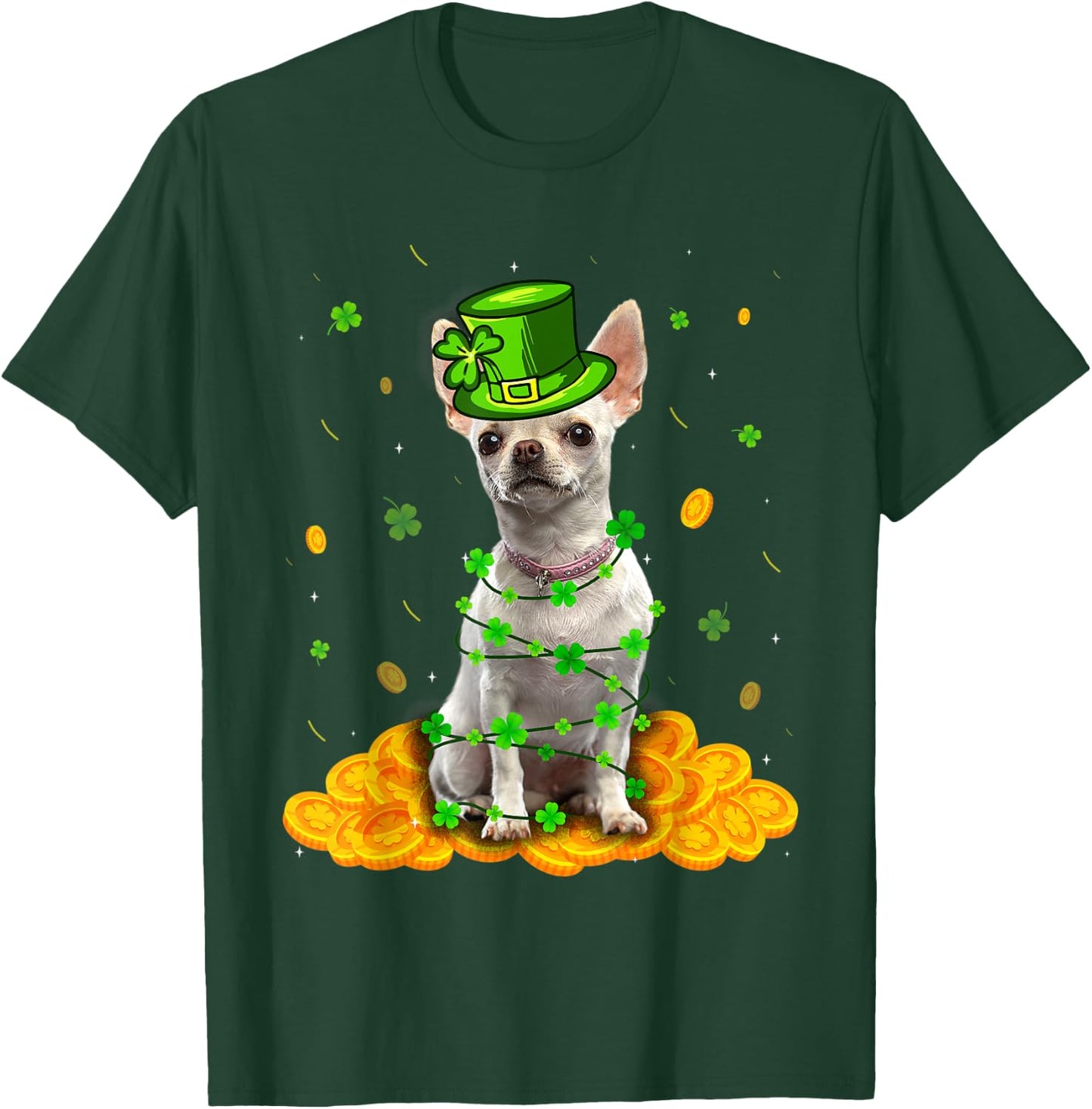 Cute Chihuahua Dog St Patricks Day Irish Shamrock T-Shirt - T-Shirt | Forest