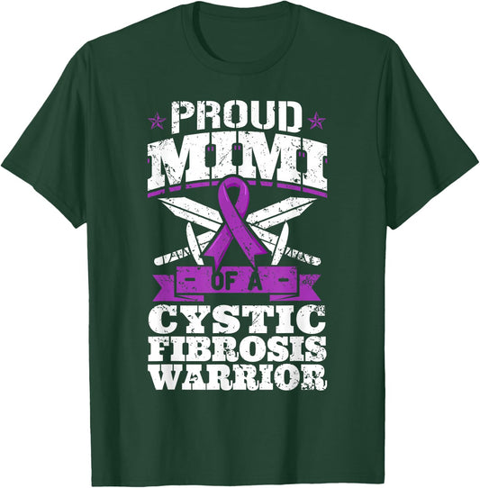 Proud Mimi Of A Cystic Fibrosis Warrior Awareness Grandma T-Shirt - T-Shirt | Forest