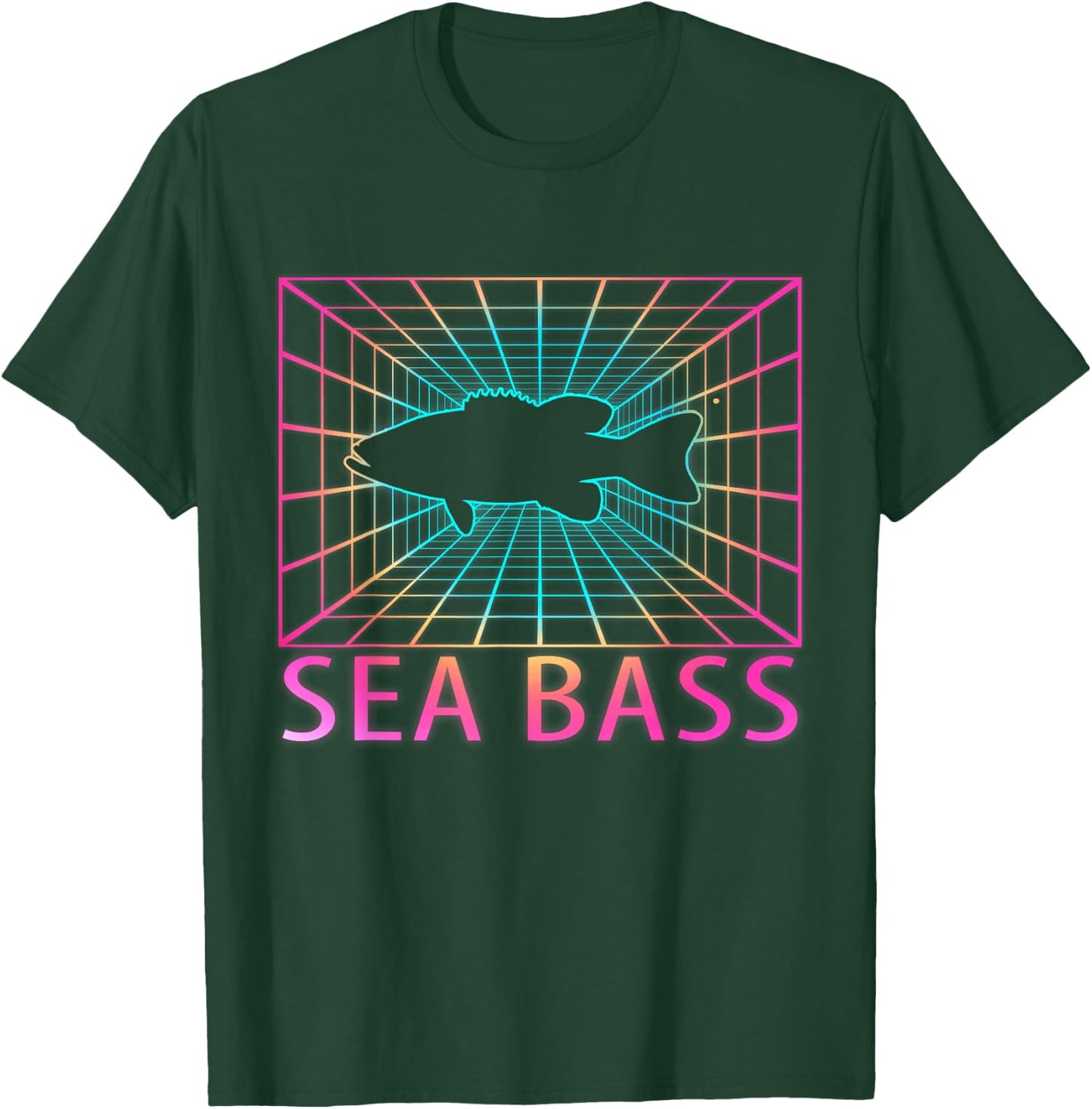Sea Bass Retro Fish Gift T-Shirt - T-Shirt | Forest