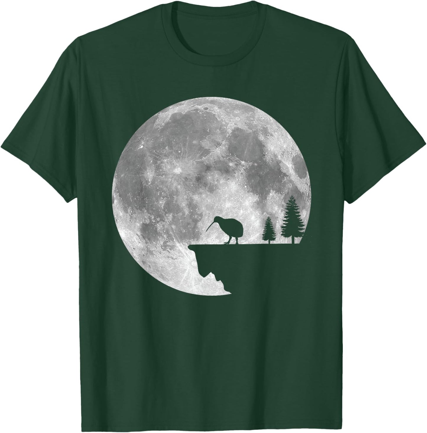 Great Kiwi Bird Moon Design Nature Kiwis T-Shirt - T-Shirt | Forest