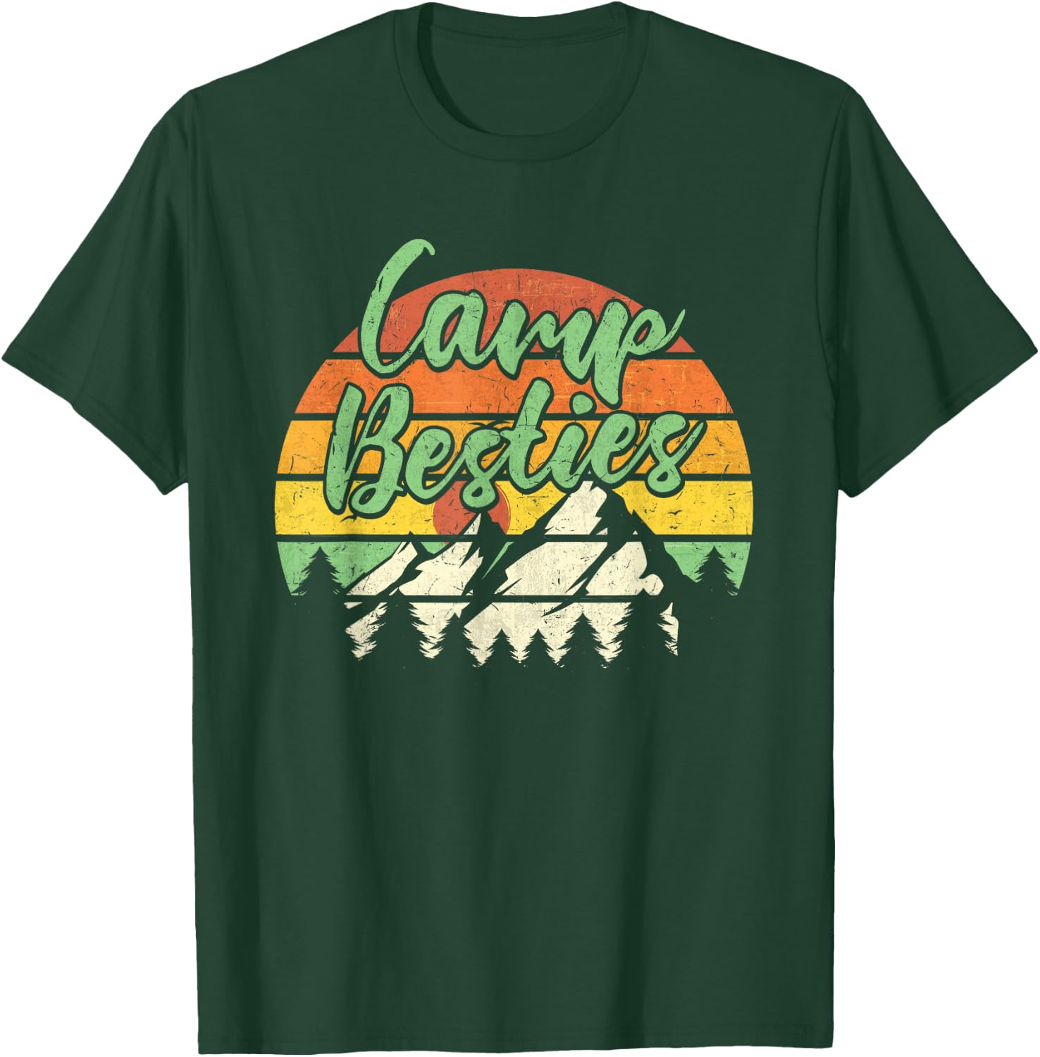 Camp Besties Outdoor Sunset Best Friend Matching Camping T-Shirt - T-Shirt | Forest