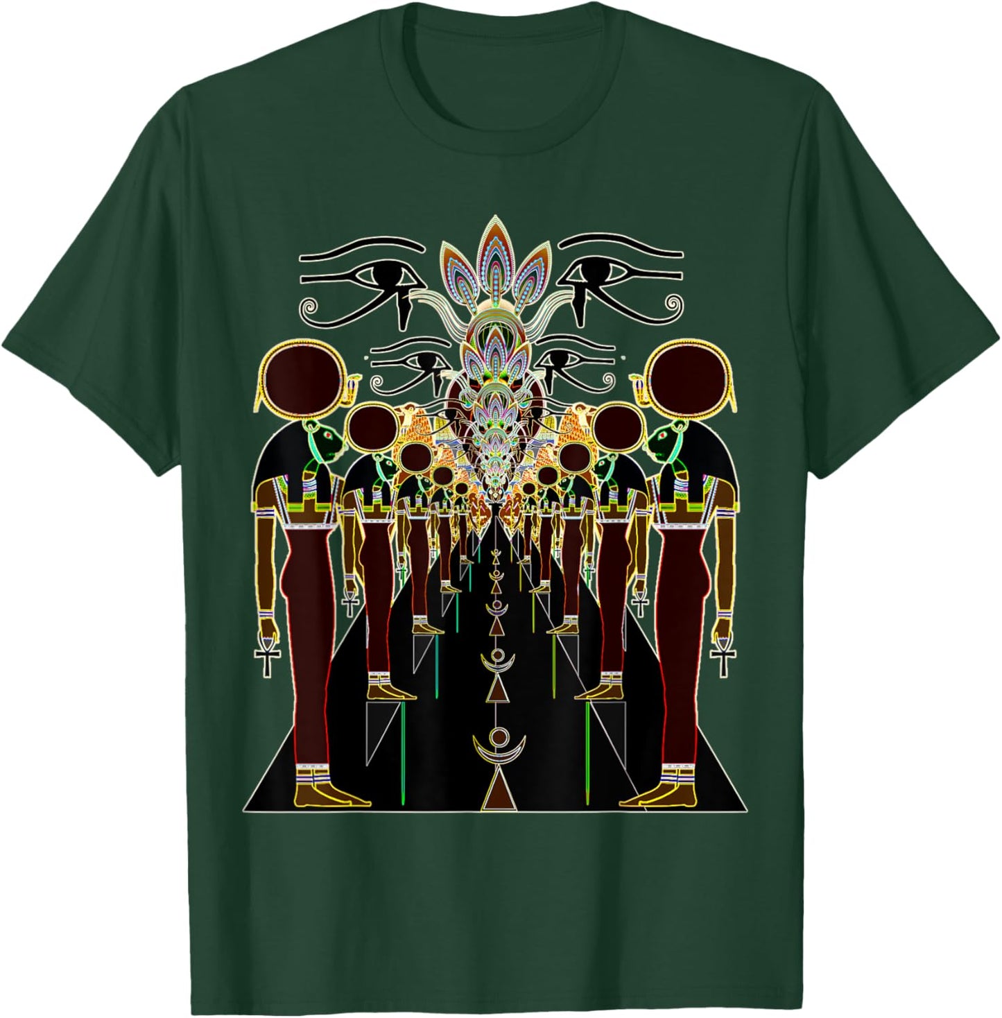 Egyptian Psychedelic Fractal Lion Warrior Goddess Sekhmet T-Shirt - T-Shirt | Forest