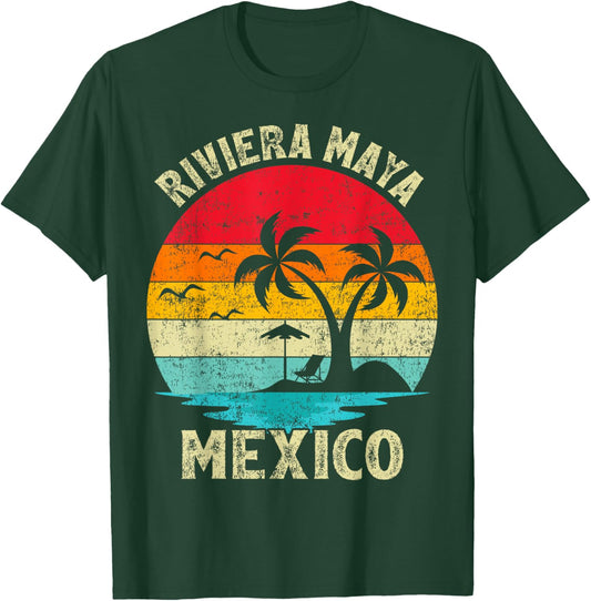 Family Vacation Vintage Retro Mexico Riviera Maya Beach T-Shirt - T-Shirt | Forest