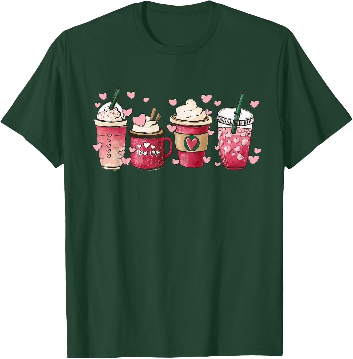 Valentine Coffee Heart Iced Coffee Lover Valentine Day T-Shirt - T-Shirt | Forest