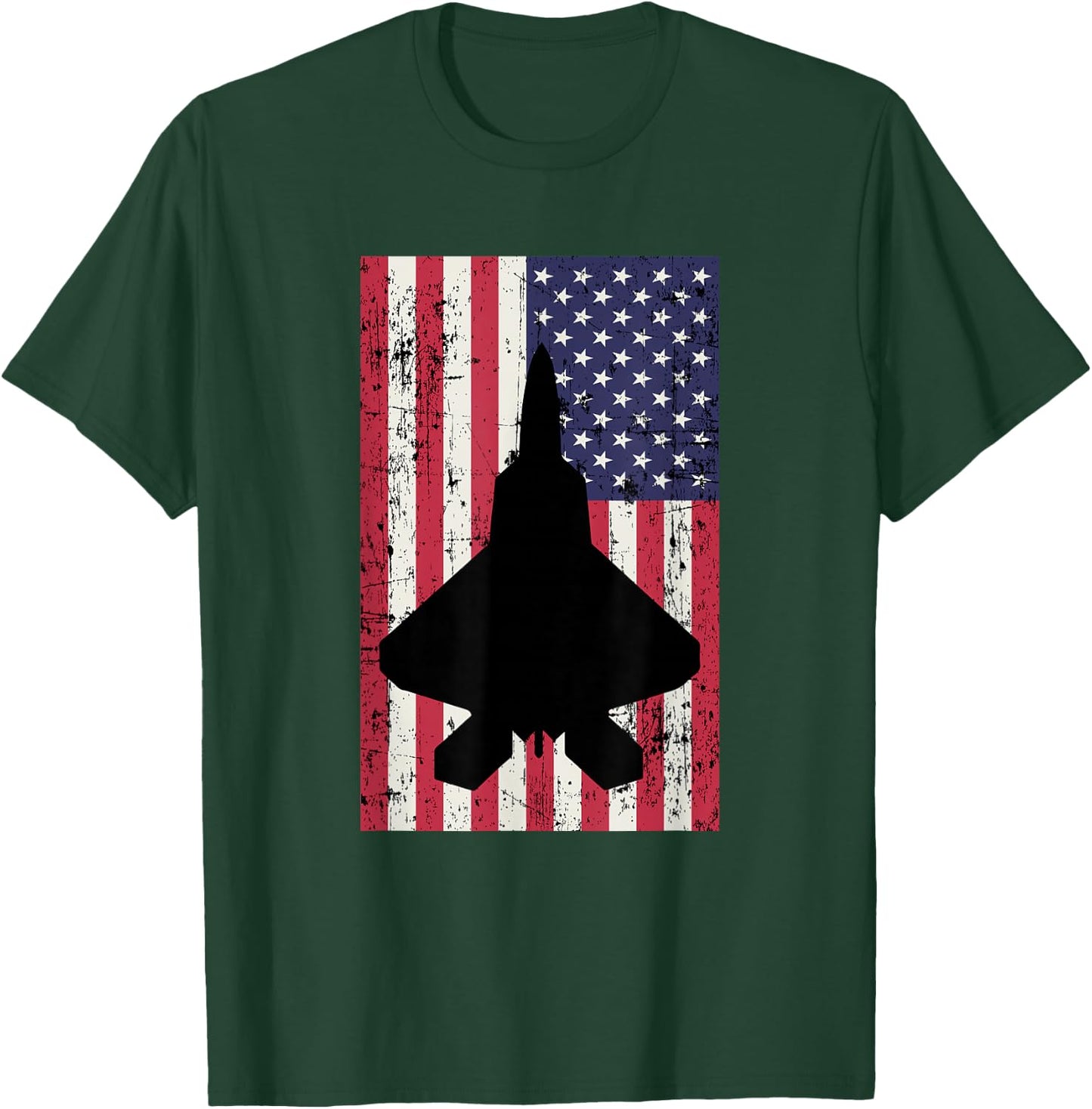Patriotic F-22 Raptor fighter jet American flag T-Shirt - T-Shirt | Forest