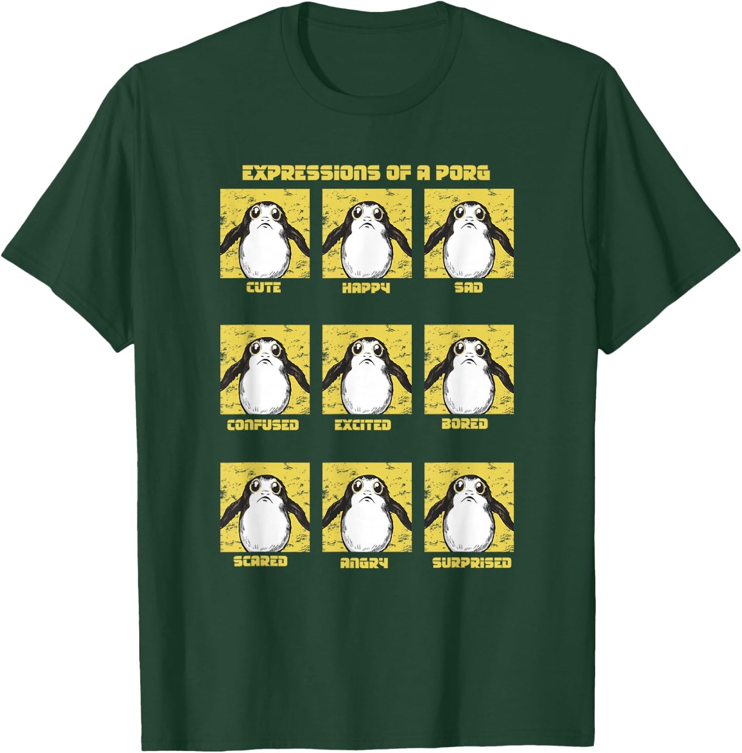 Star Wars Expressions Of A Porg Grid T-Shirt - T-Shirt | Forest
