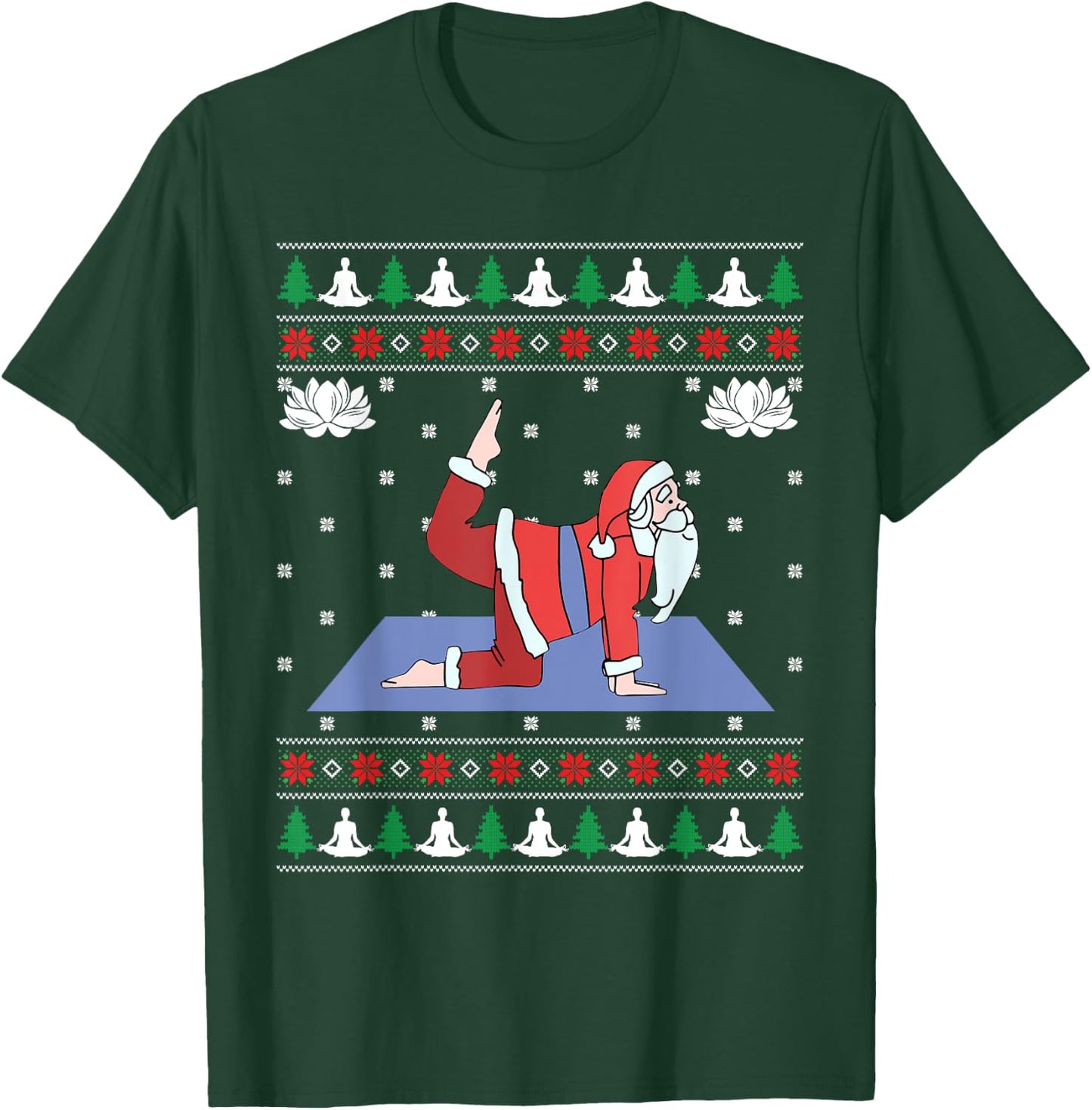 Cute Yoga Pose Santa Ugly Christmas Sweater Xmas Lovers T-Shirt - T-Shirt | Forest