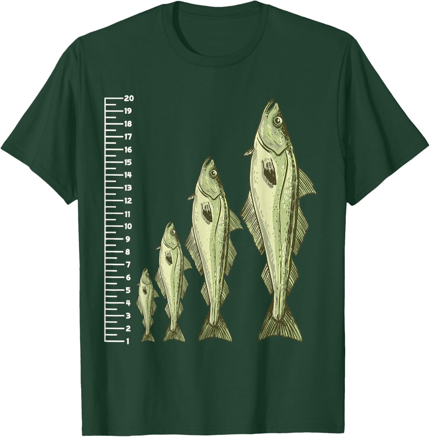 Funny Fish Measuring design for Fishing lovers T-Shirt - T-Shirt | Forest