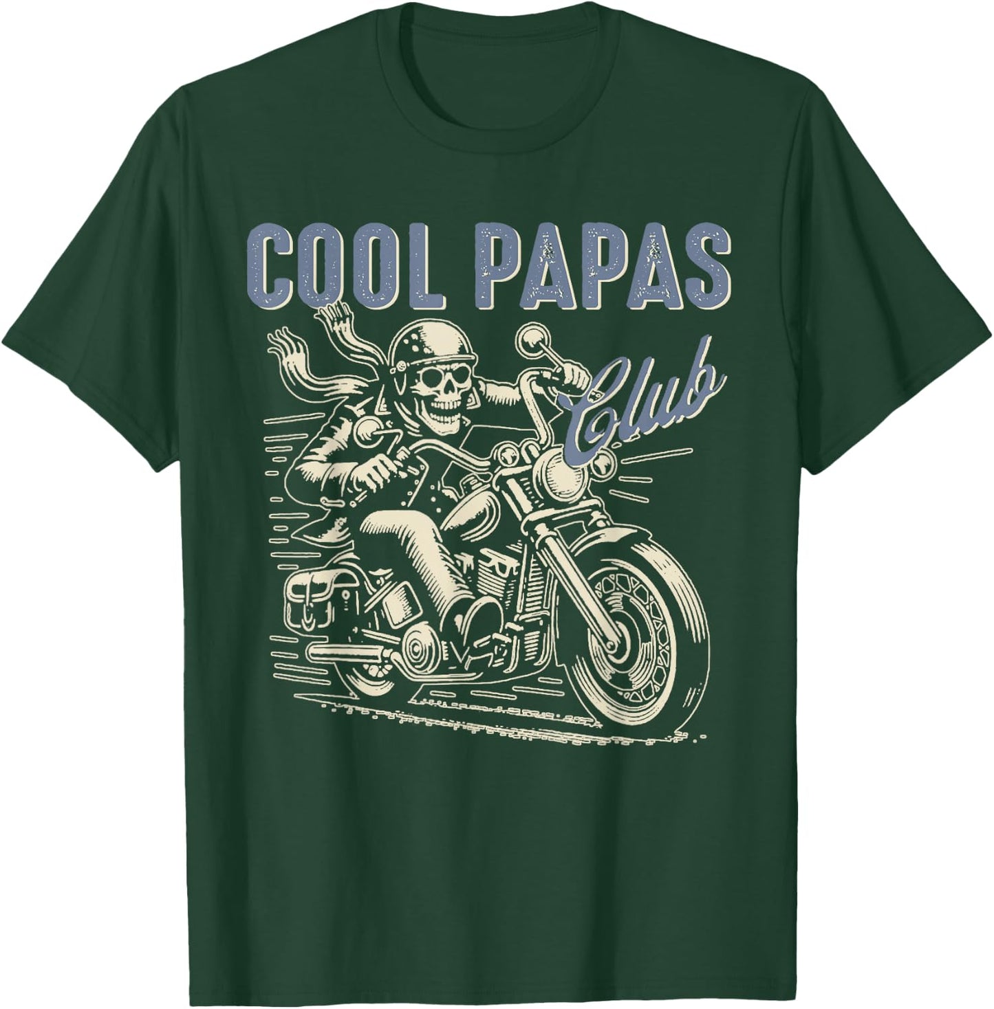 Cool Papas Club Biker Papas Retro Papa Riding Motorcycle T-Shirt - T-Shirt | Forest