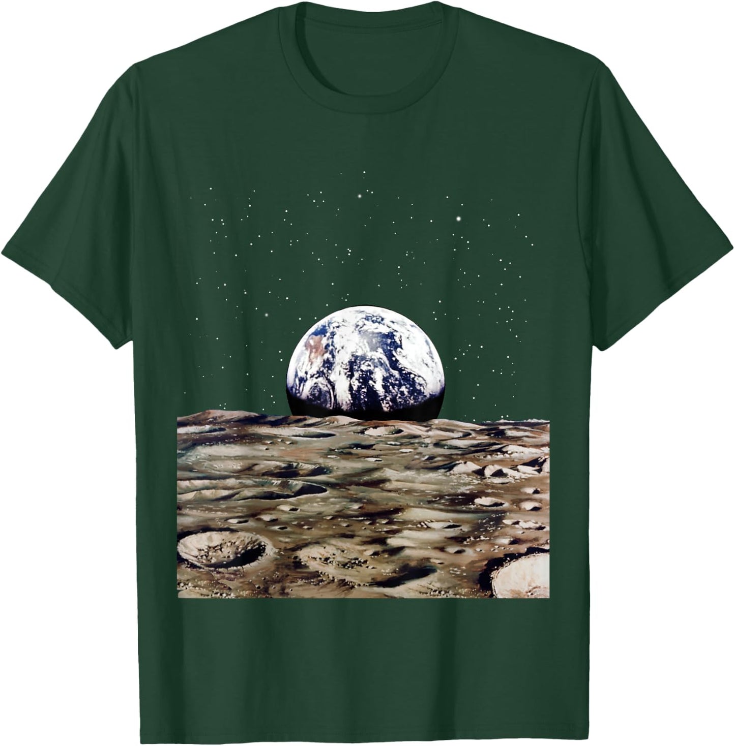 Earth Rise Over Moon Surface Space Exploration T-Shirt - T-Shirt | Forest