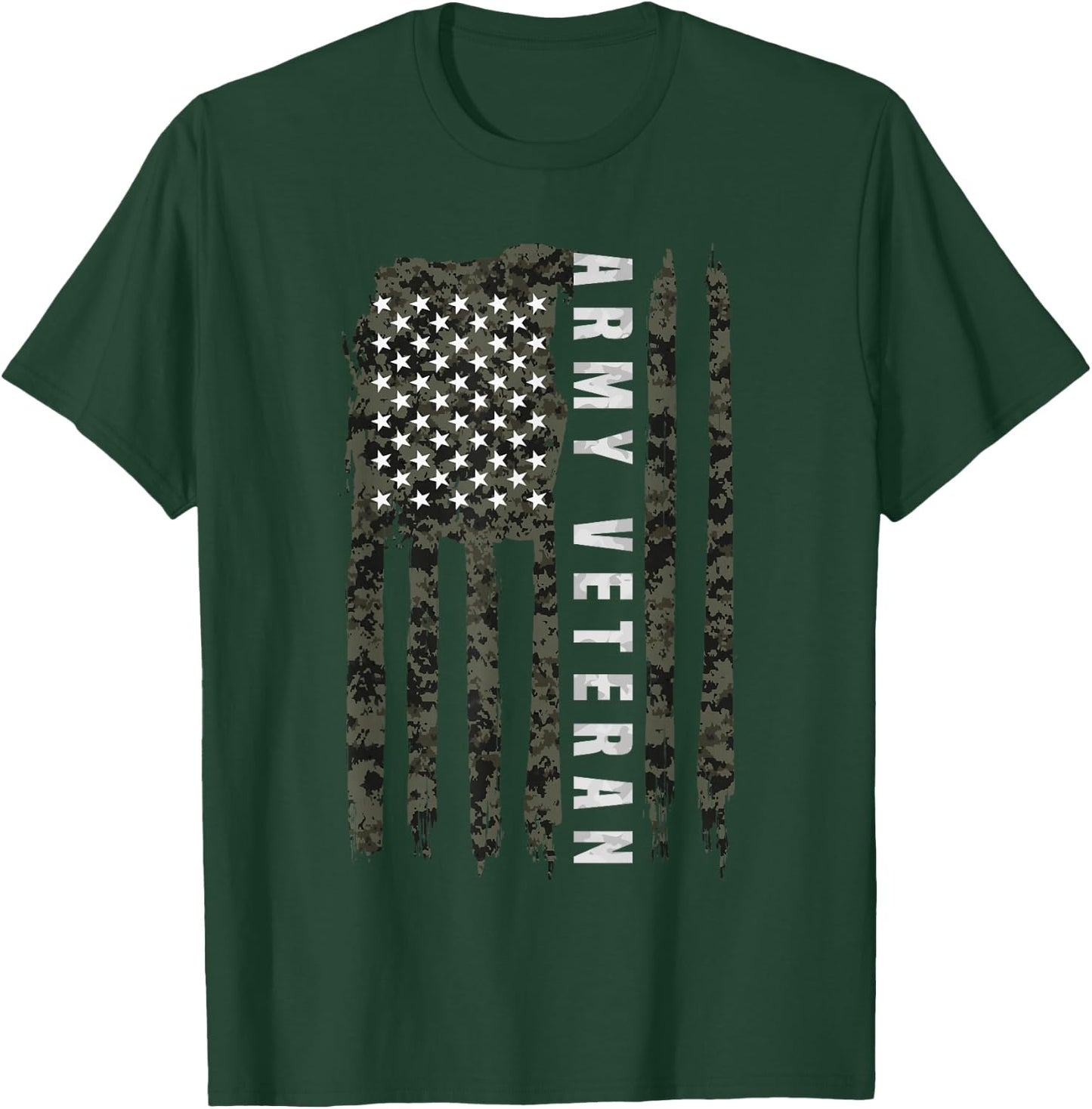 American Flag Patriotic Army Veteran T-Shirt - T-Shirt | Forest