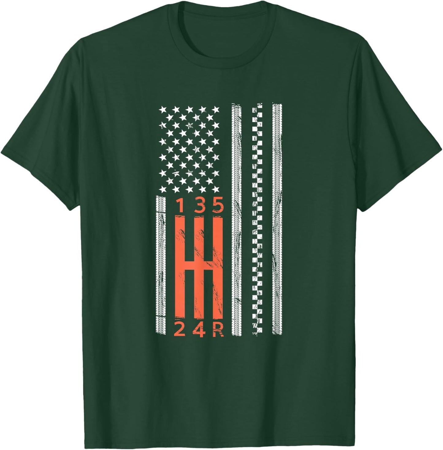 Stick Shift American Flag Manual Transmission Gearbox T-Shirt - T-Shirt | Forest