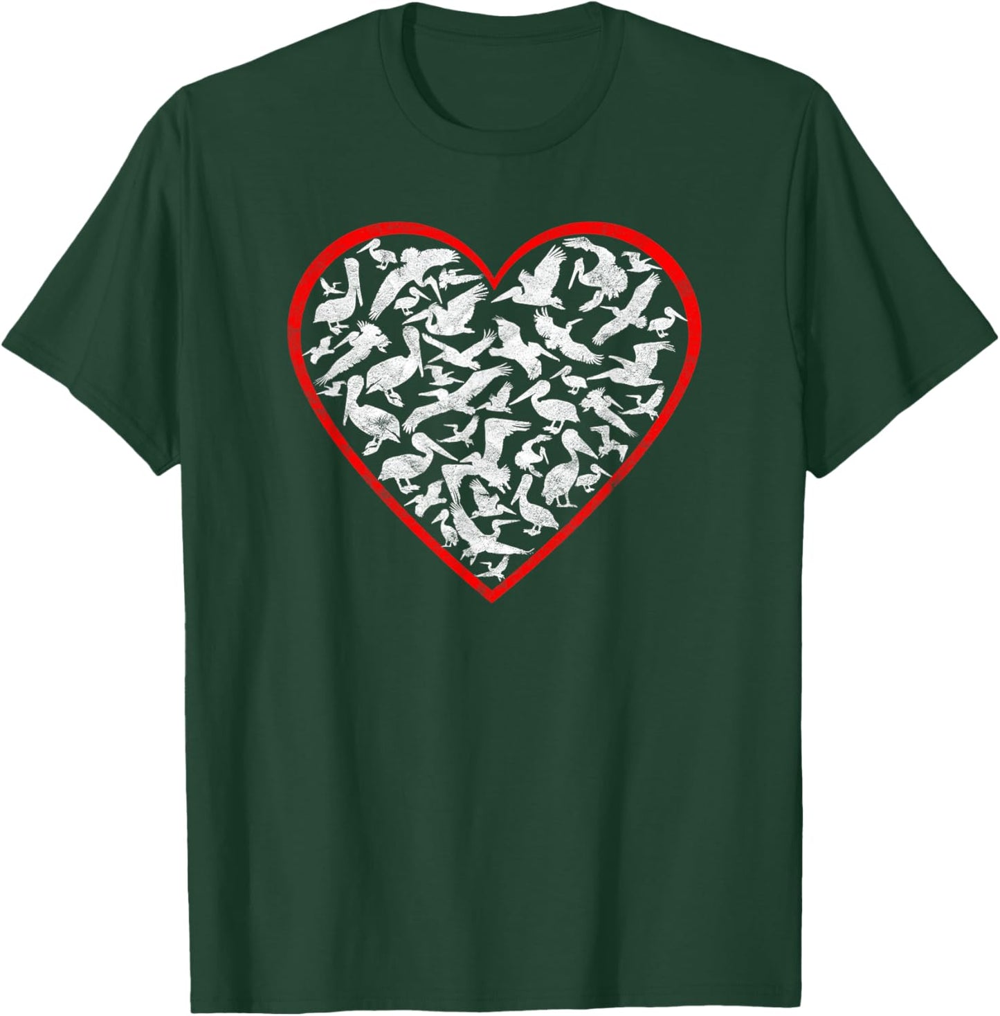 Pelican Gift Women Men Love Motherhood Bird Animal Red Heart T-Shirt - T-Shirt | Forest