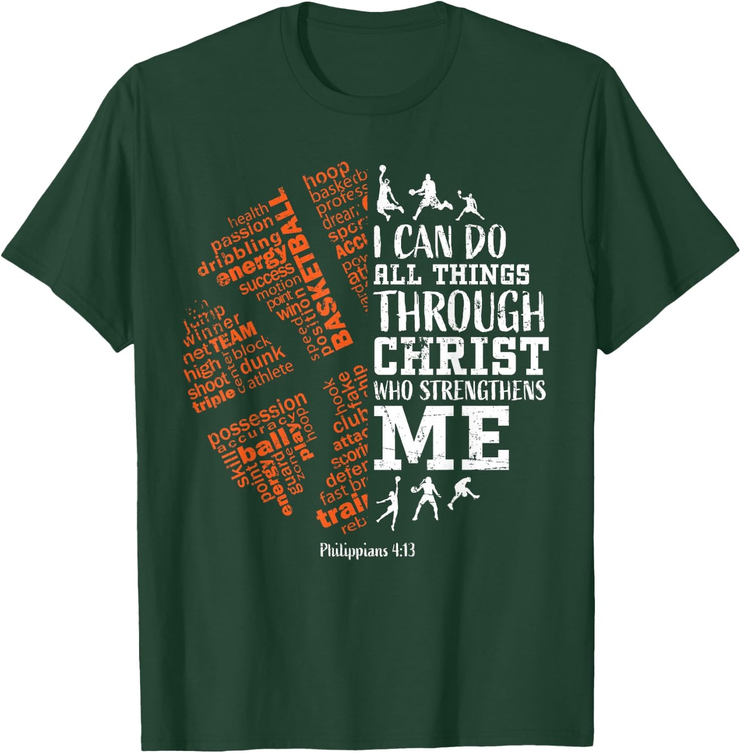 Basketball Sayings Christian Verse Teen Boys Kids Graphic T-Shirt - T-Shirt | Forest