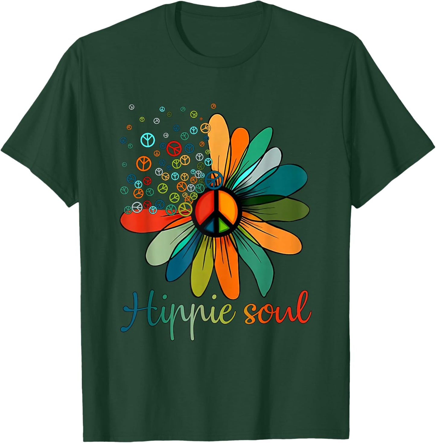 Daisy Peace Sign Hippie Soul Flower Lovers Gifts T-Shirt - T-Shirt | Forest