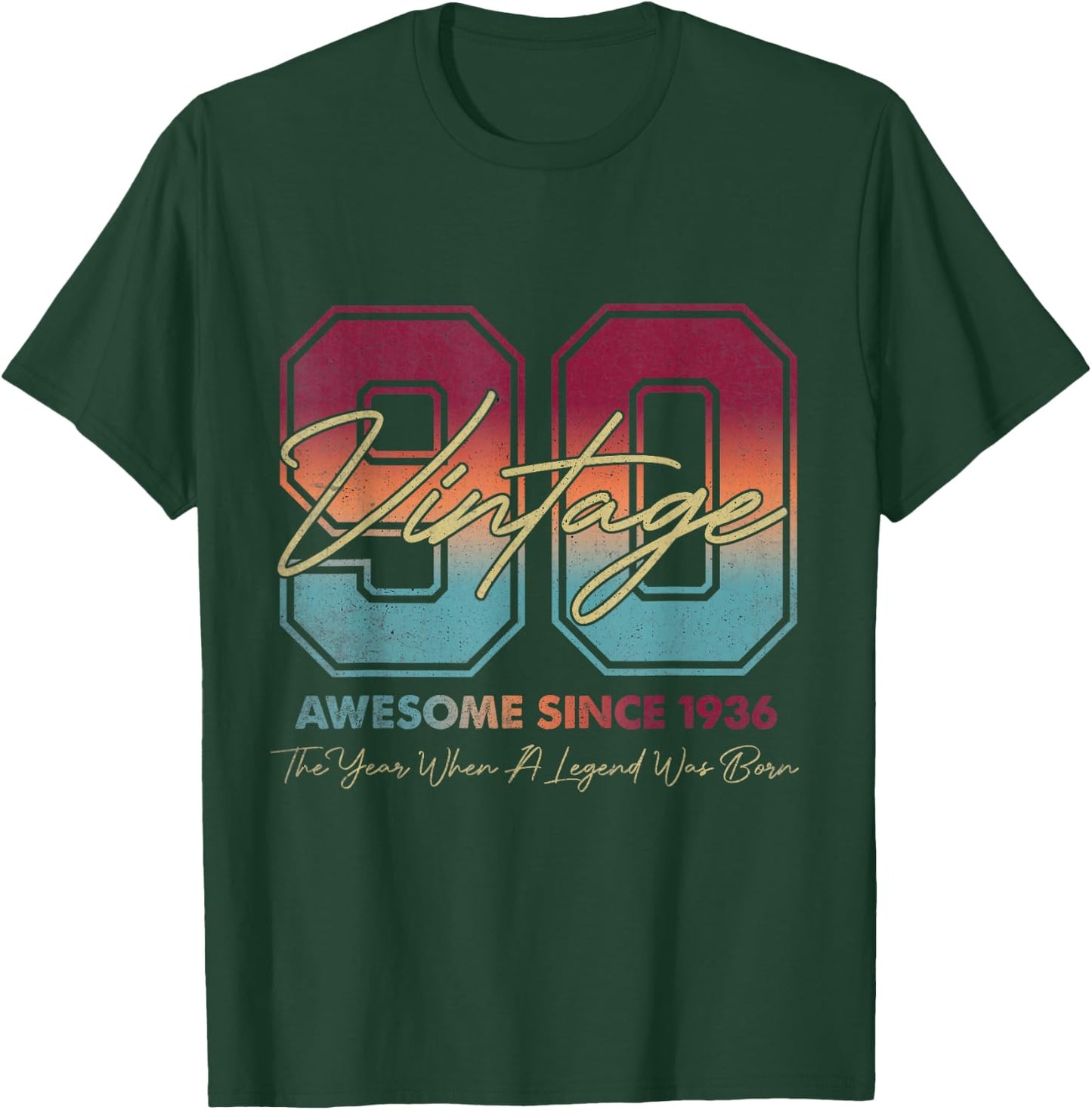Vintage 90th Birthday Since 1936 Limited Edition 90 Year Old T-Shirt - T-Shirt | Forest