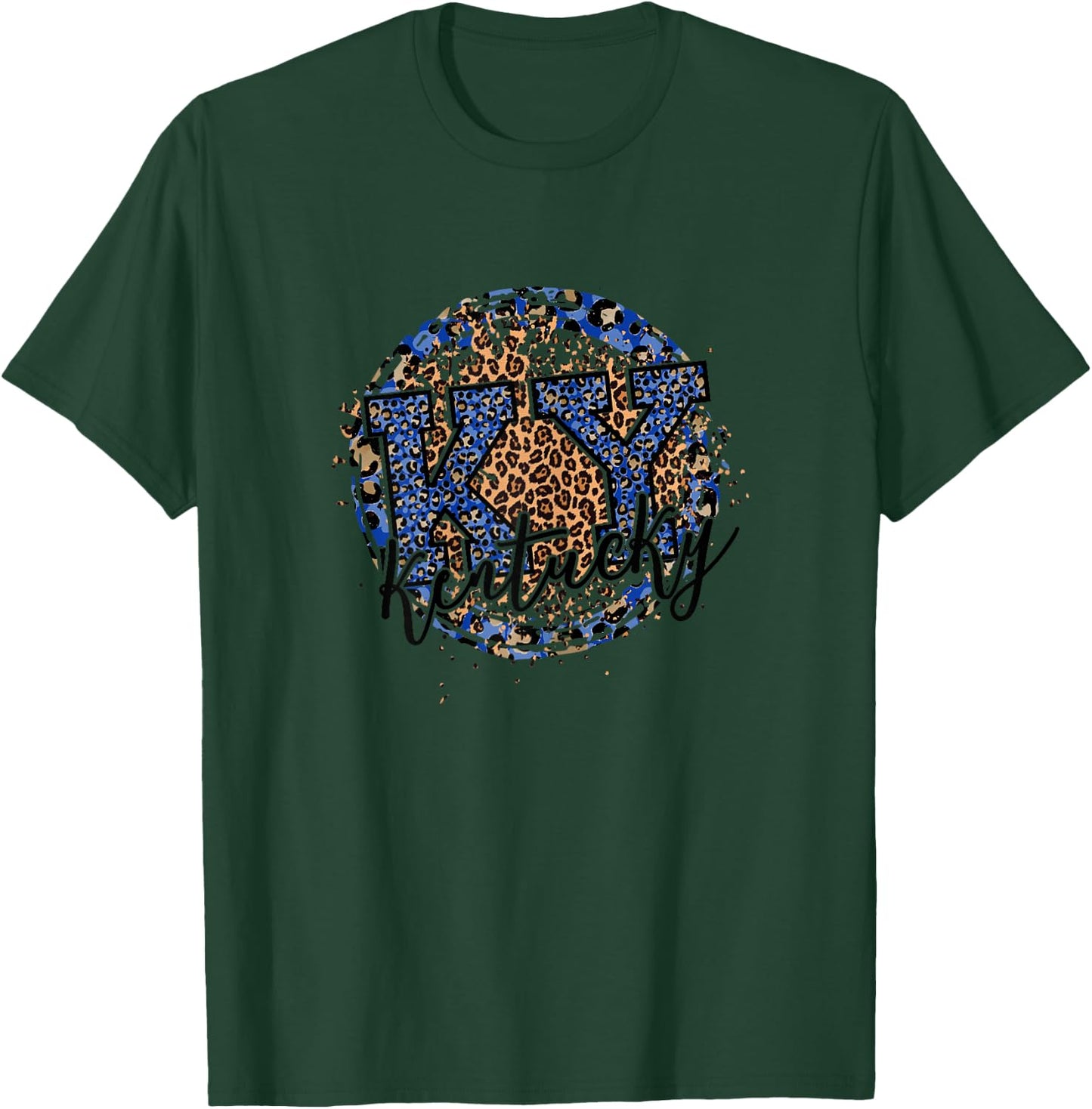 Kentucky Leopard Print KY Pride Kentucky Girl Cute State T-Shirt - T-Shirt | Forest