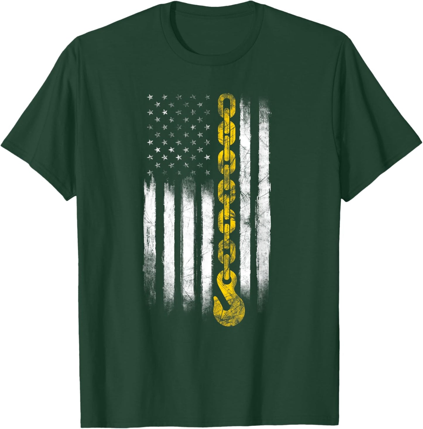 Tow Truck Driver Gift Men USA Flag Towing Hook For US T-Shirt - T-Shirt | Forest