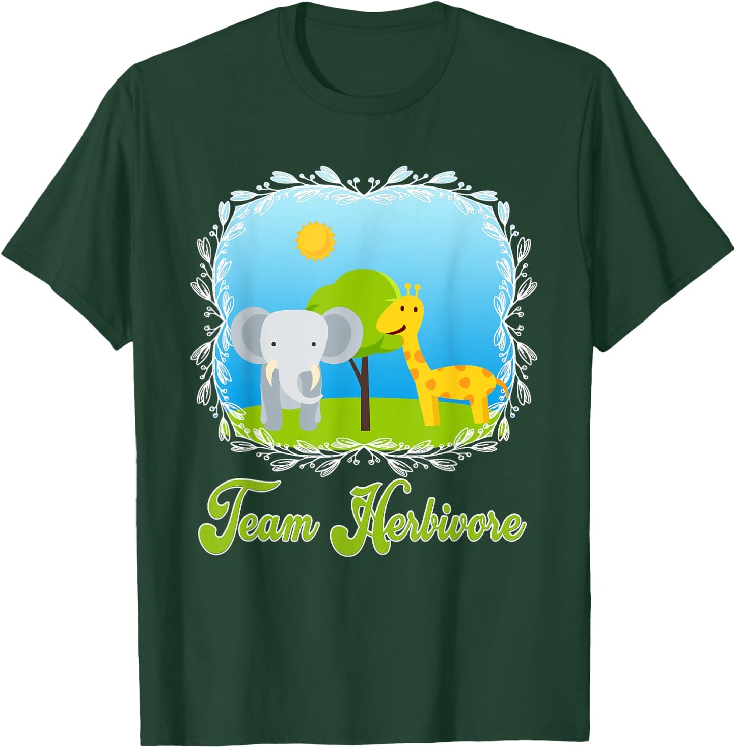 Team Herbivore Cute Animals Vegan Vegetarian Diet T-Shirt - T-Shirt | Forest