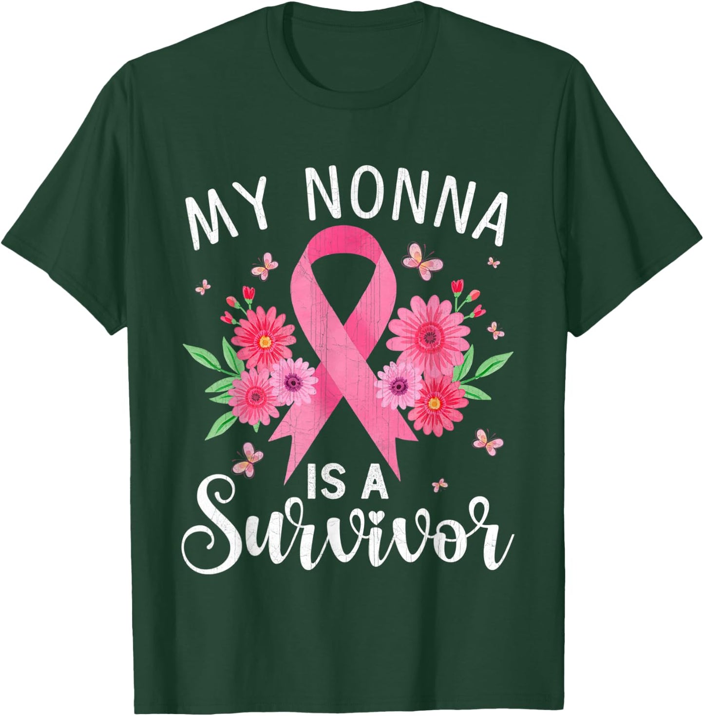 October Breast Cancer Support My Nonna Is A Survivor T-Shirt - T-Shirt | Forest
