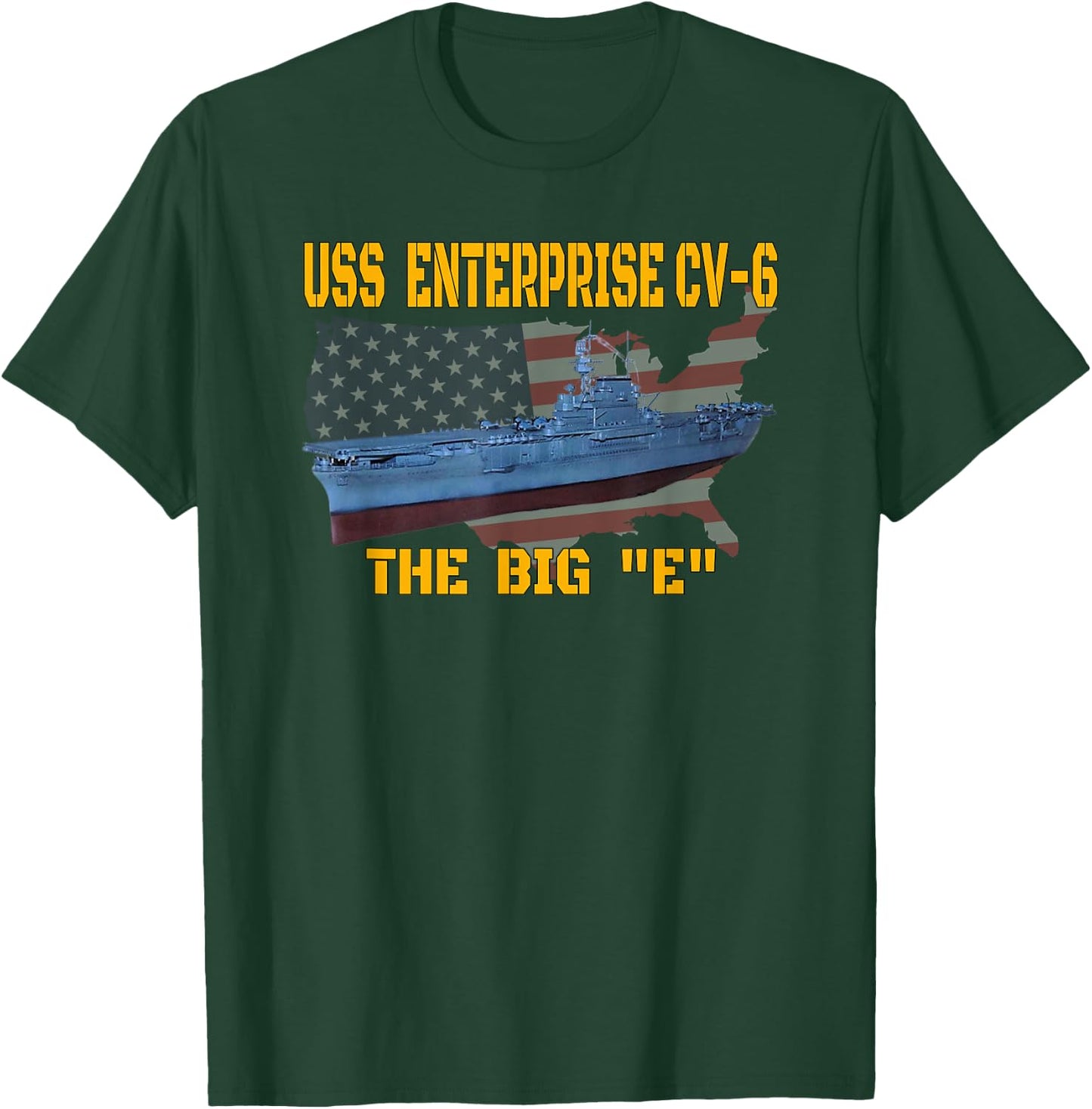 USS Enterprise CV-6 Aircraft Carrier Veterans Day Father Day T-Shirt - T-Shirt | Forest