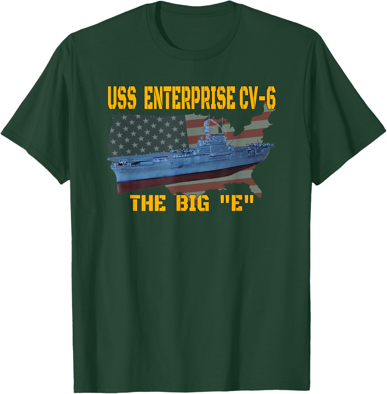 USS Enterprise CV-6 Aircraft Carrier Veterans Day Father Day T-Shirt - T-Shirt | Forest