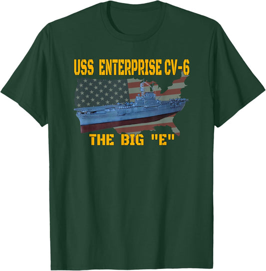 USS Enterprise CV-6 Aircraft Carrier Veterans Day Father Day T-Shirt - T-Shirt | Forest