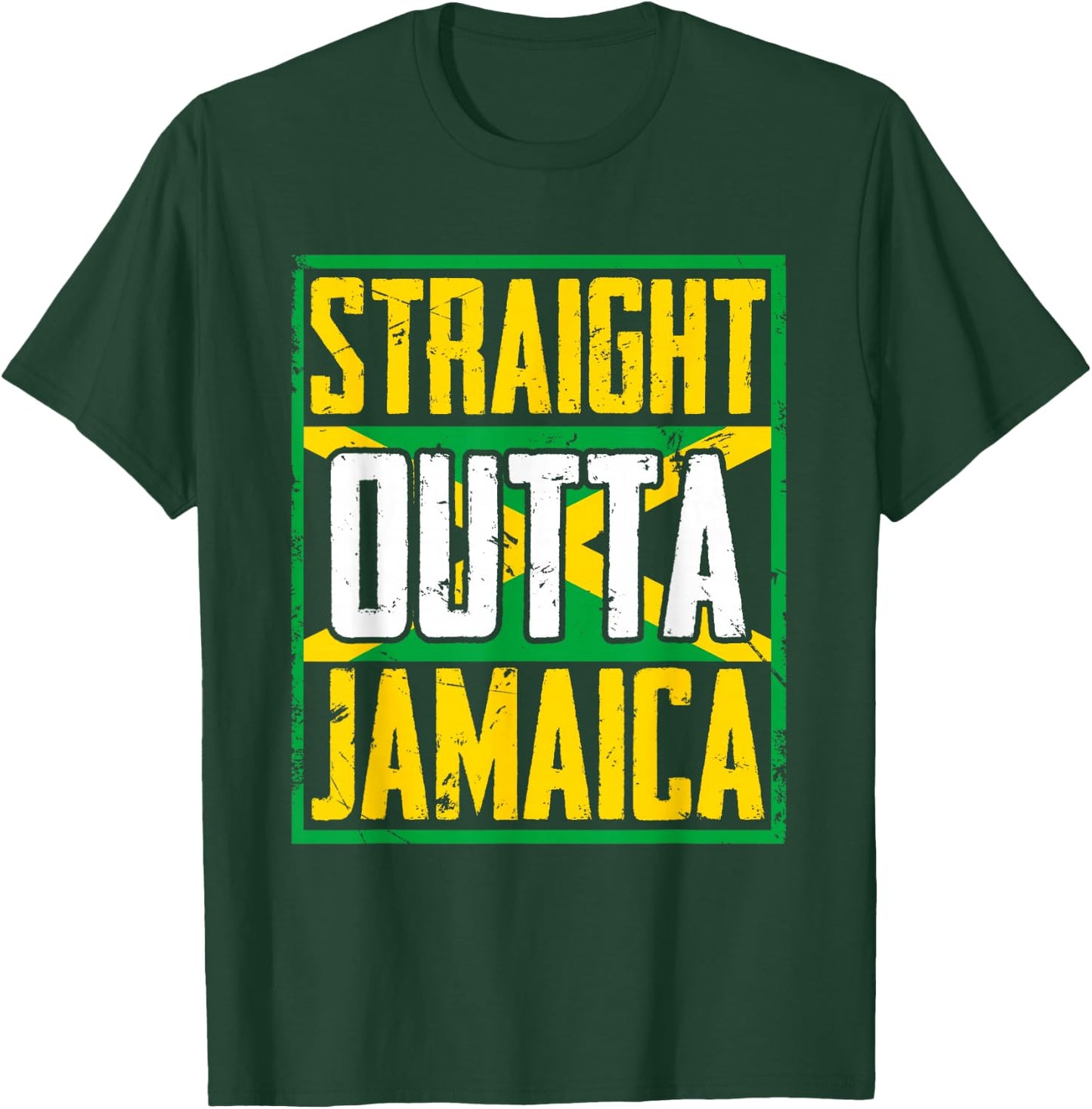 Straight Outta Jamaica | Caribbean Country | Jamaican Flag T-Shirt - T-Shirt | Forest