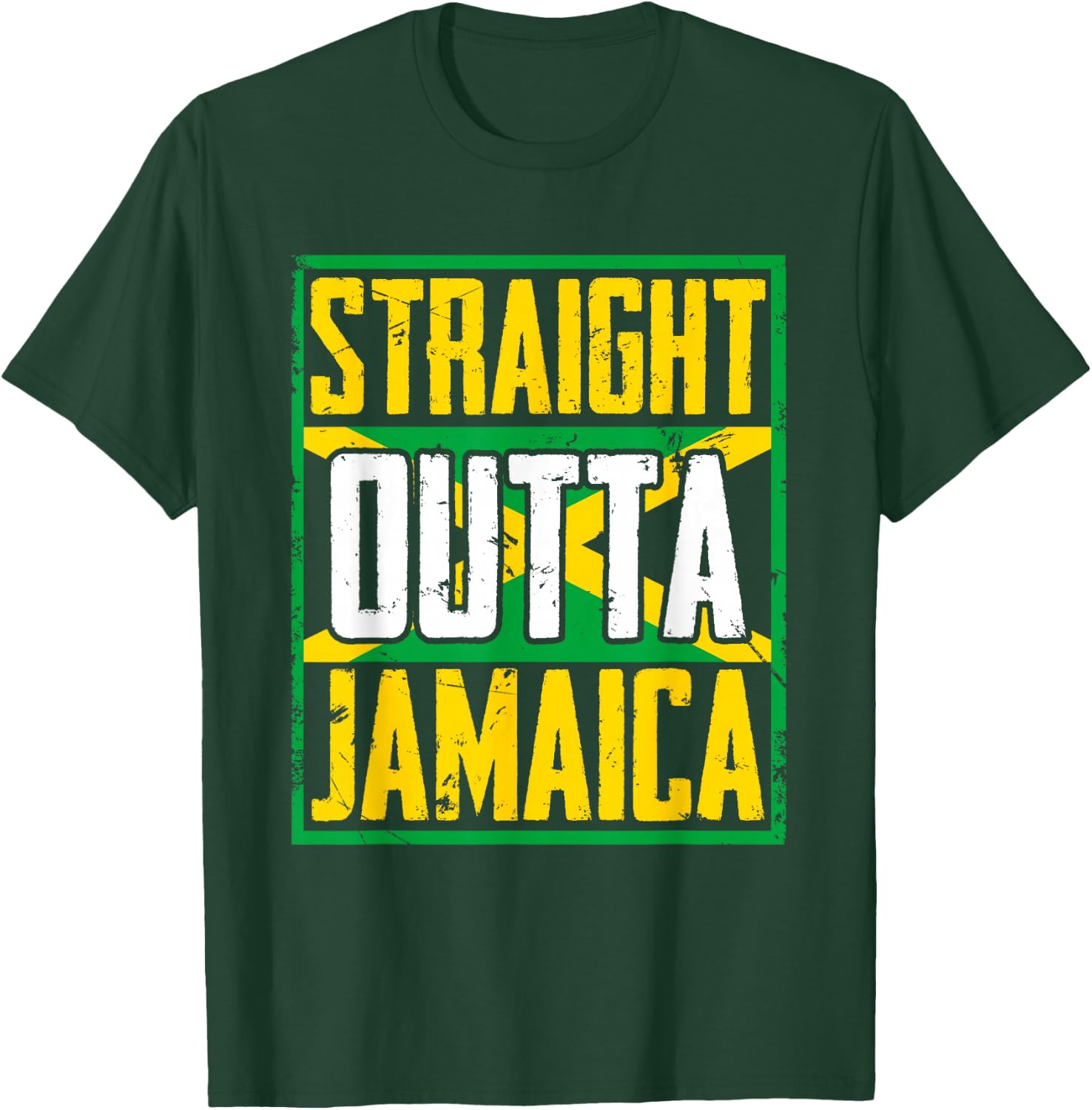 Straight Outta Jamaica | Caribbean Country | Jamaican Flag T-Shirt - T-Shirt | Forest