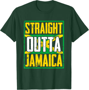 Straight Outta Jamaica | Caribbean Country | Jamaican Flag T-Shirt - T-Shirt | Forest