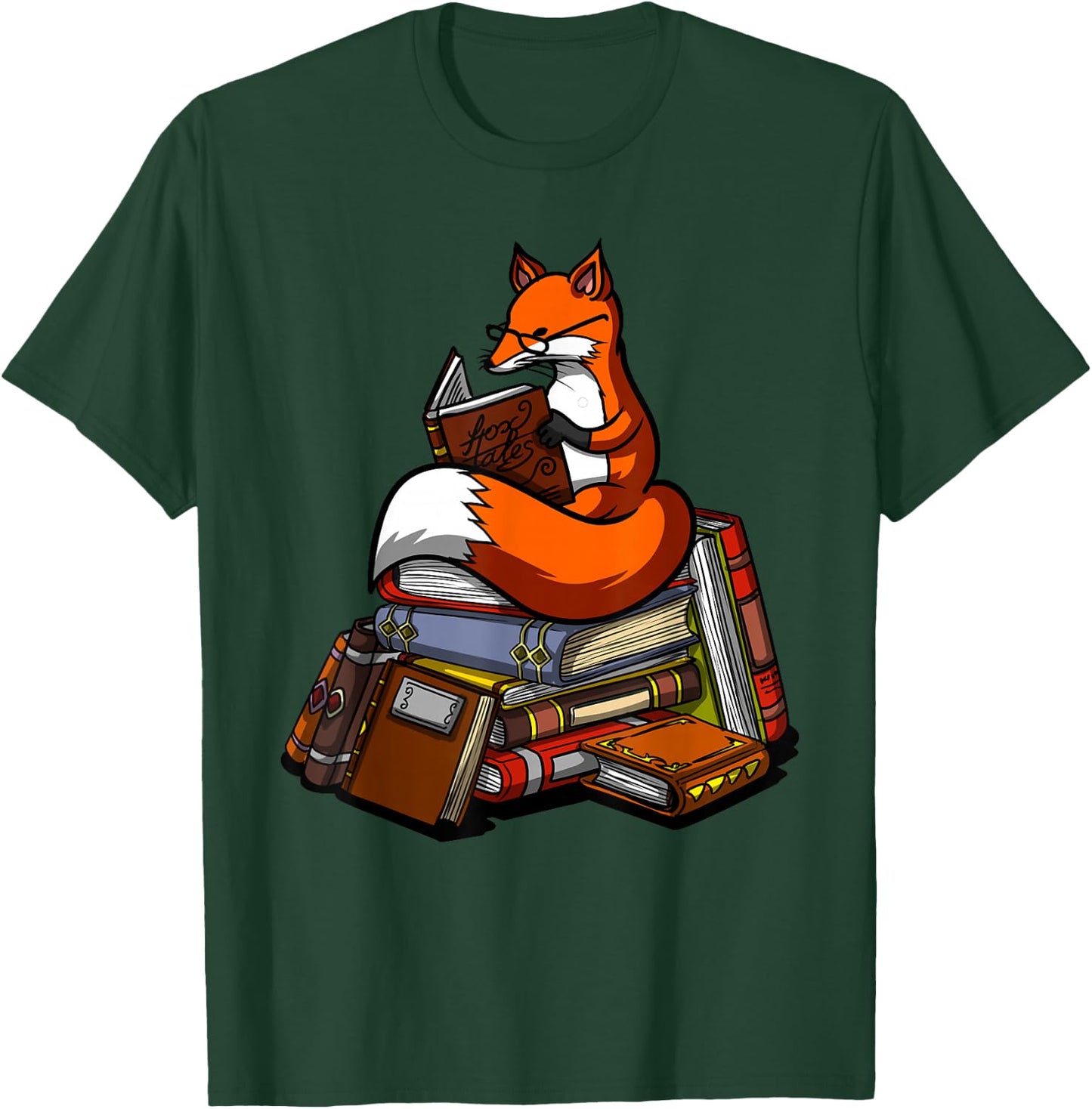 Fox Book Reading Nerd Library Librarian Book Reader T-Shirt - T-Shirt | Forest