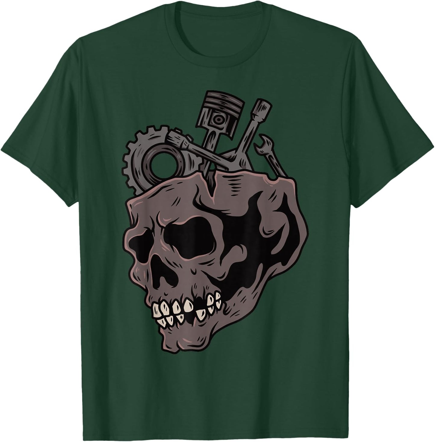 Mechanic Tool Skull T-Shirt - T-Shirt | Forest