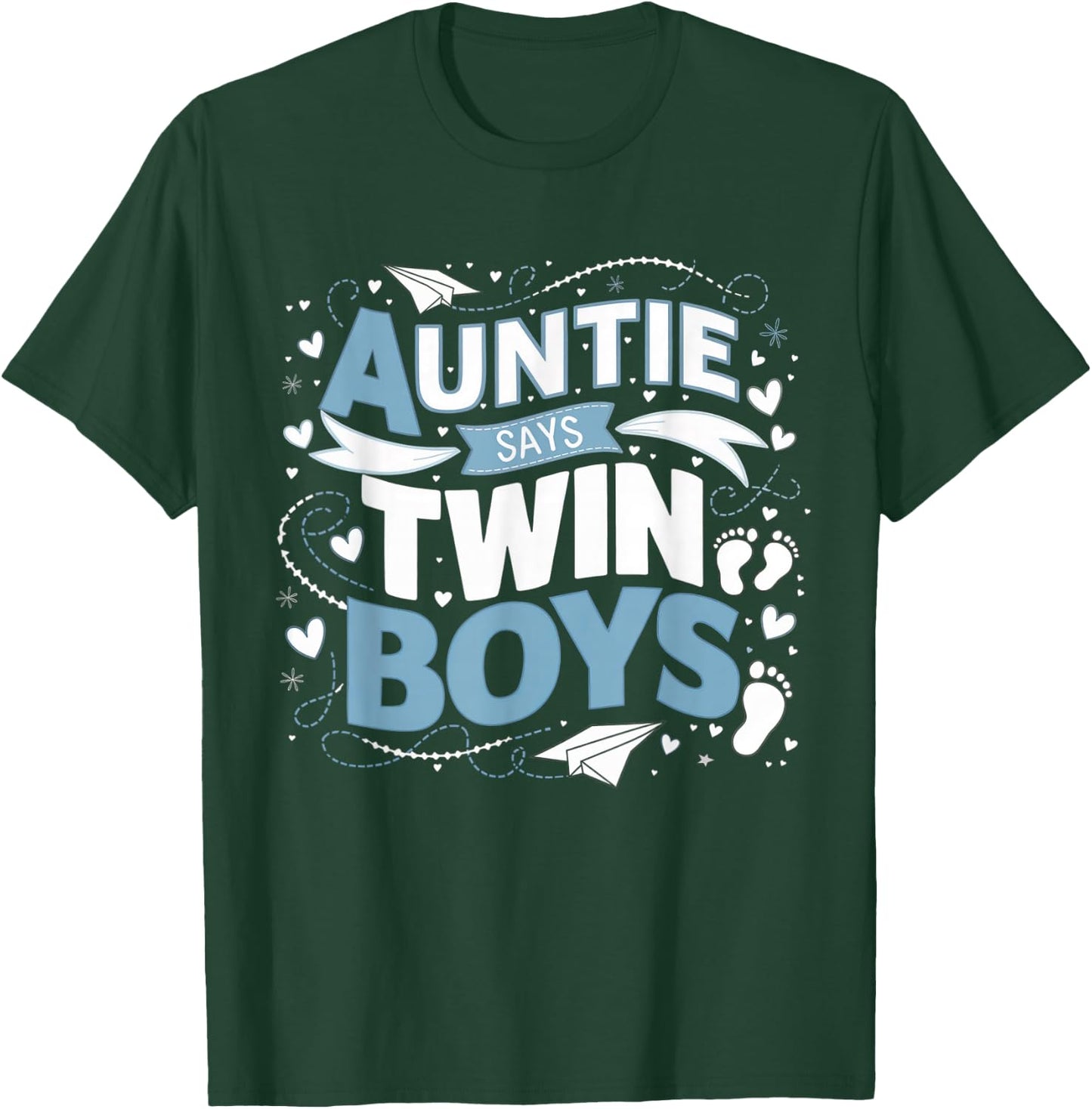 Auntie Says Twin Boys gender reveal T-Shirt - T-Shirt | Forest