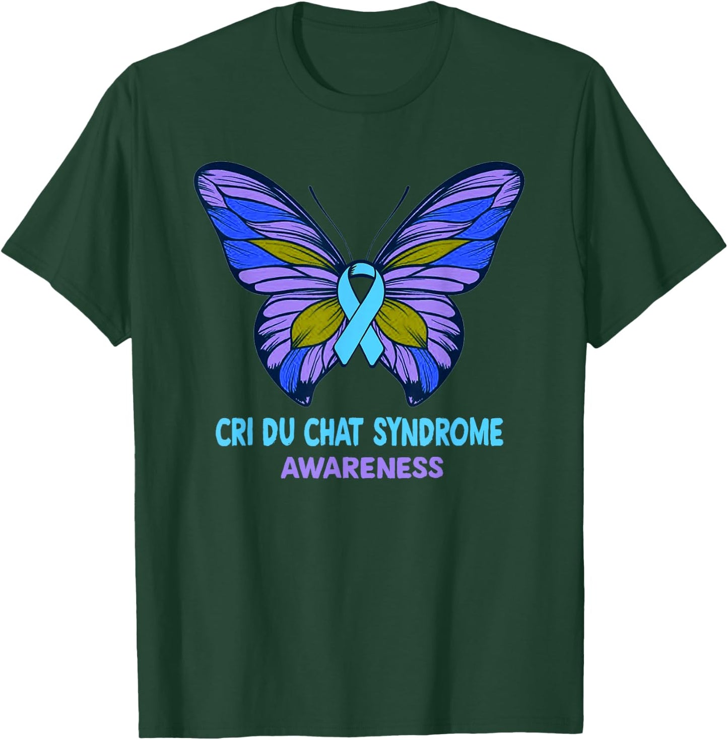 CRI DU CHAT SYNDROME Awareness Blue Ribbon T Shirt T-Shirt - T-Shirt | Forest