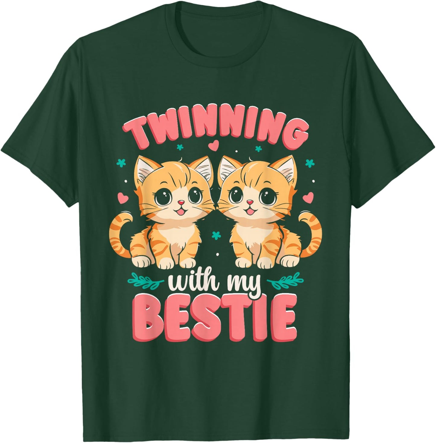 Twins Day | Friends Matching | Twinning Bestie Cat T-Shirt - T-Shirt | Forest