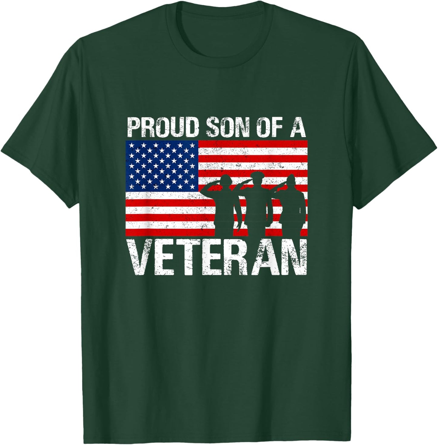 USA United States Military Family Proud Son of A Veteran T-Shirt - T-Shirt | Forest