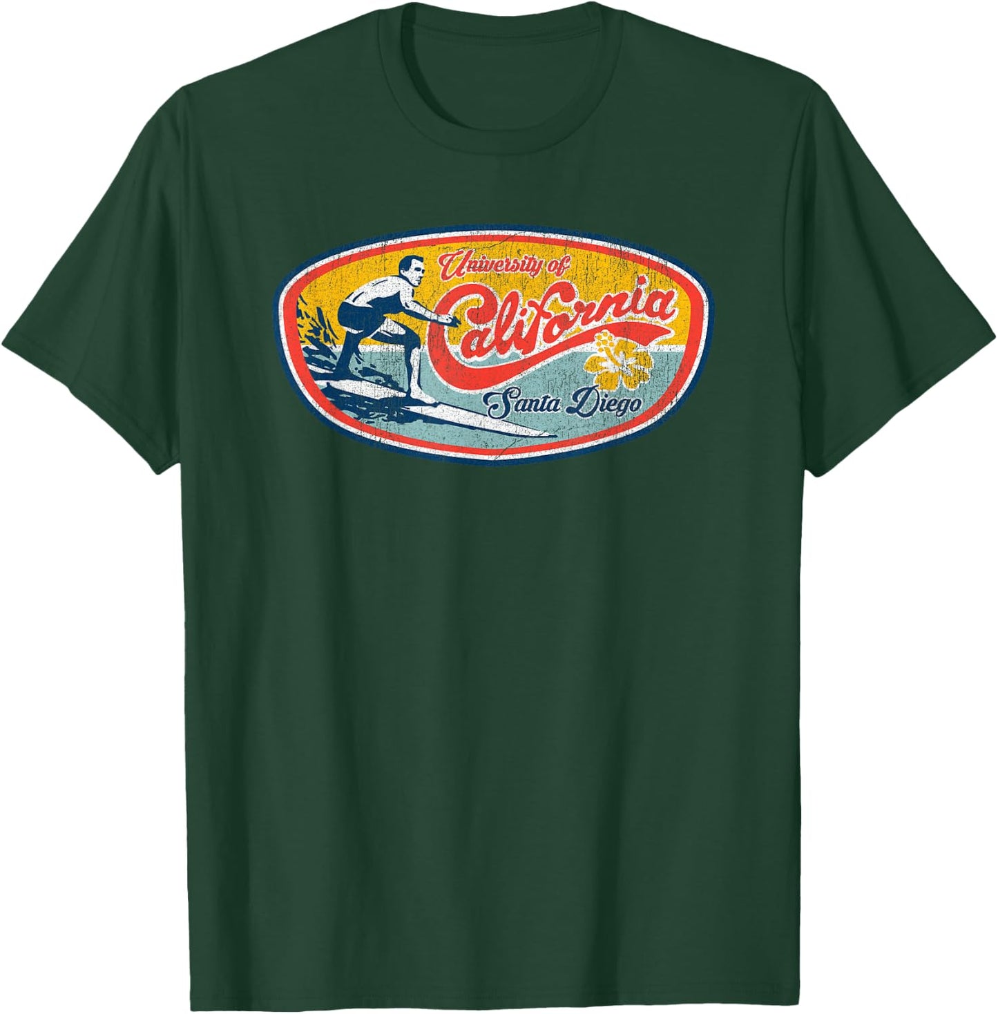 Vintage Retro Surf Style UCSD T-Shirt - T-Shirt | Forest