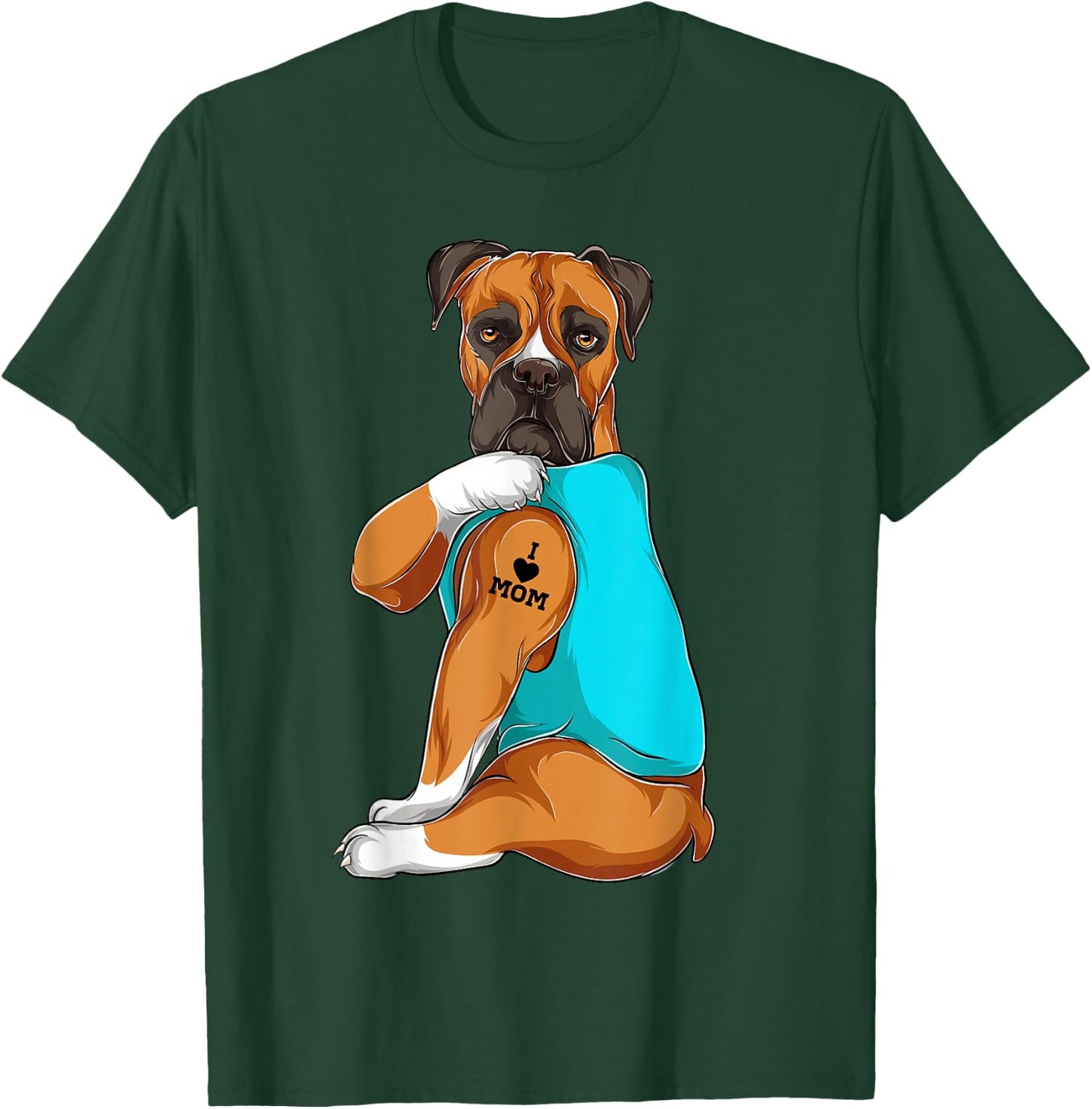 Boxer I Love Mom Tattoo Apparel Dog Mom Gifts T-Shirt - T-Shirt | Forest