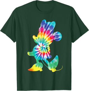 Disney Minnie Mouse Silhouette 90s Rainbow Tie Dye T-Shirt - T-Shirt | Forest