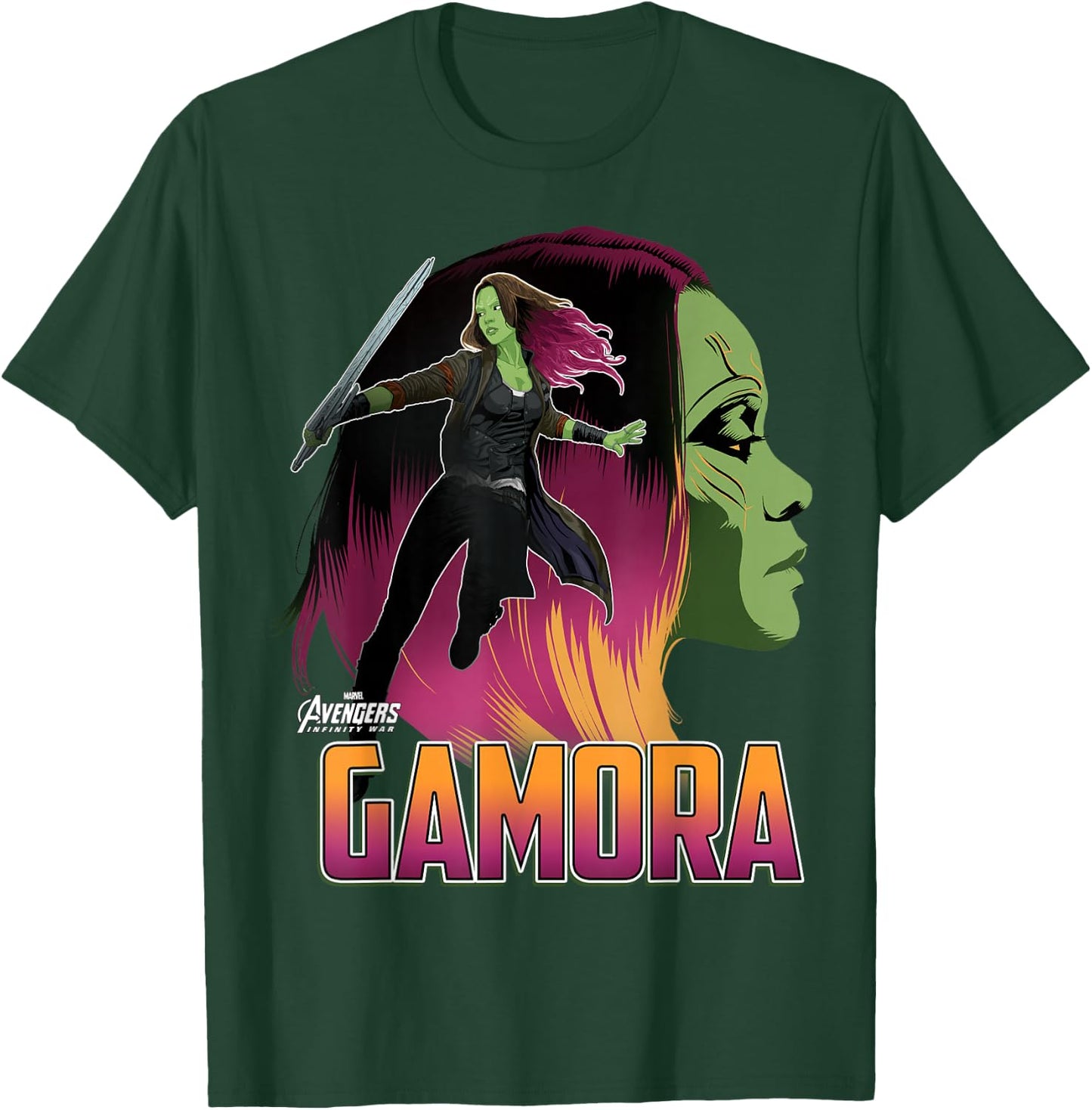 Marvel Infinity War Gamora Head Profile Graphic T-Shirt - T-Shirt | Forest