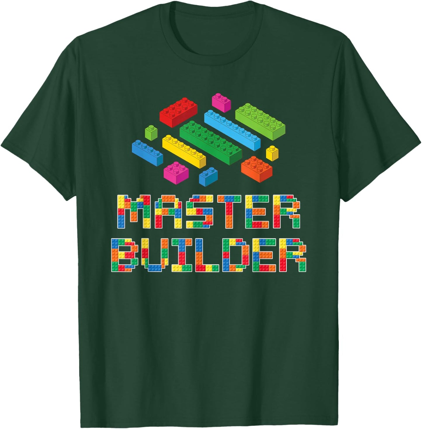 Master Builder Blocks Building Brick Builder Kids Funny T-Shirt - T-Shirt | Forest