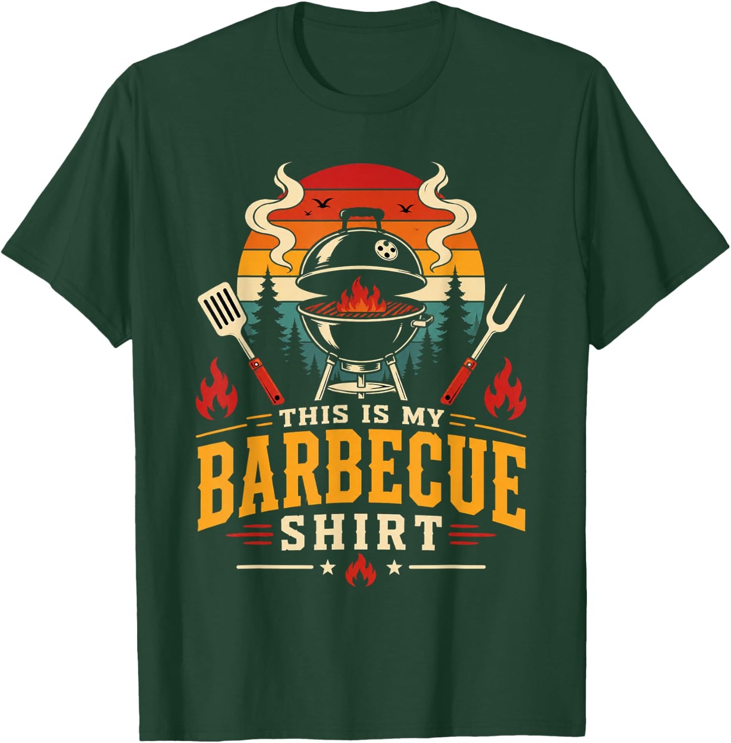 This is My Barbecue Shirt Vintage Charcoal Grill BBQ T-Shirt - T-Shirt | Forest