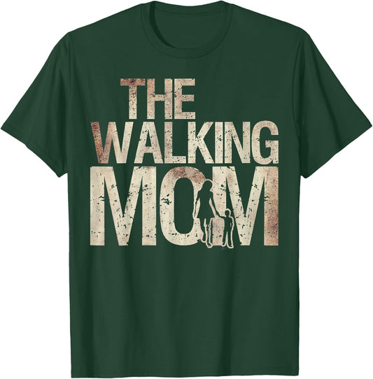 Walking Mom Zombie Woman And Kid Mother's Day T-Shirt - T-Shirt | Forest