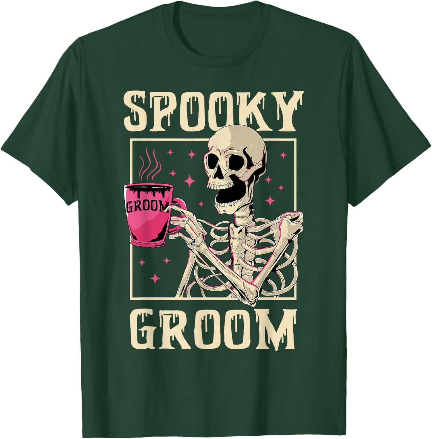 Spooky Groom Skeleton Halloween Wedding Bachelor Party T-Shirt - T-Shirt | Forest
